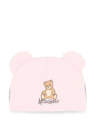 Berretto per neonati Moschino Kids rosa con motivo Teddy bear MMX05HLCA40 50209 MOSCHINO KIDS 