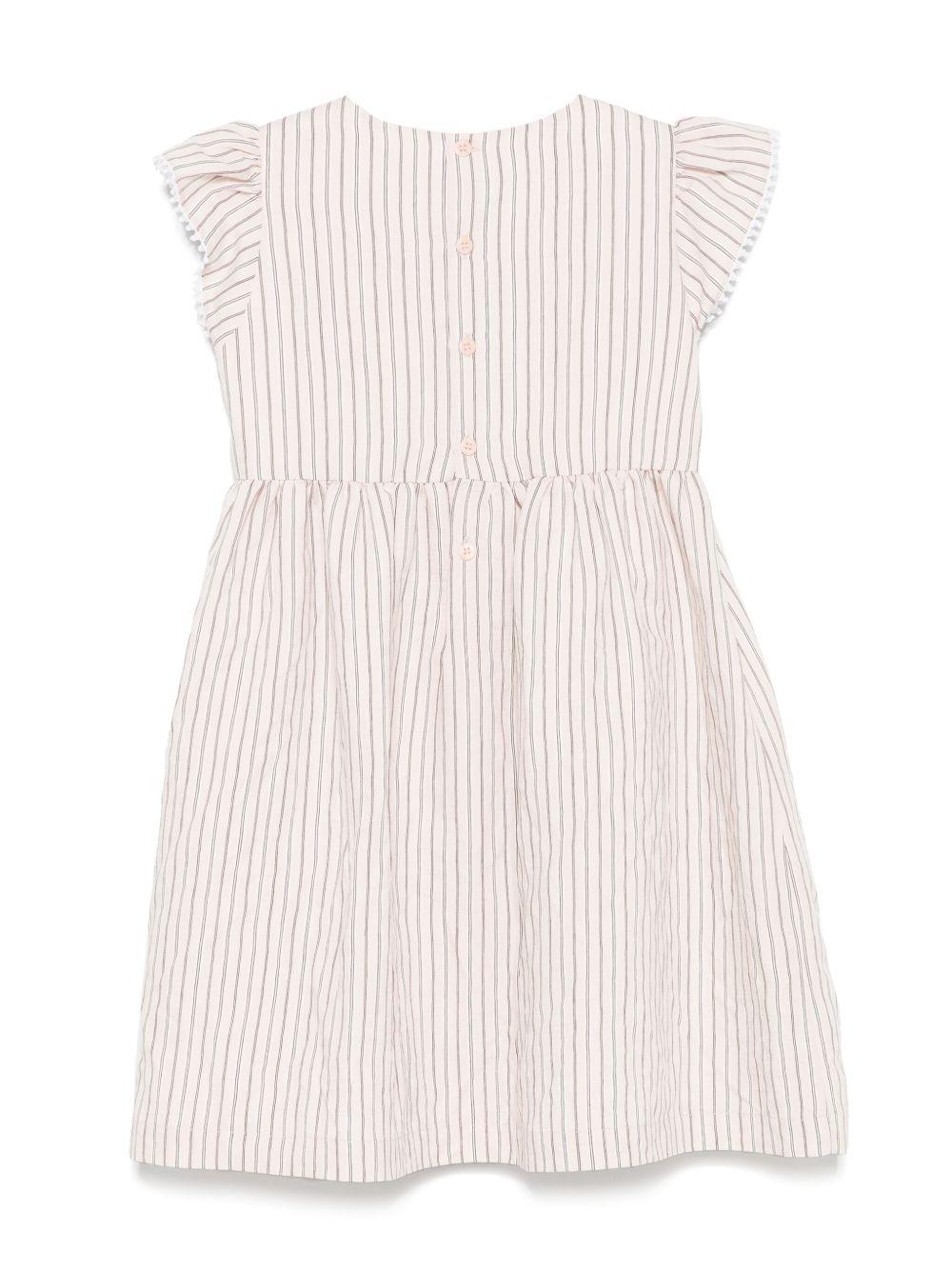 Abito per bambina Il Gufo rosa con motivo a righe verticali P25VM782R1000 304 IL GUFO 