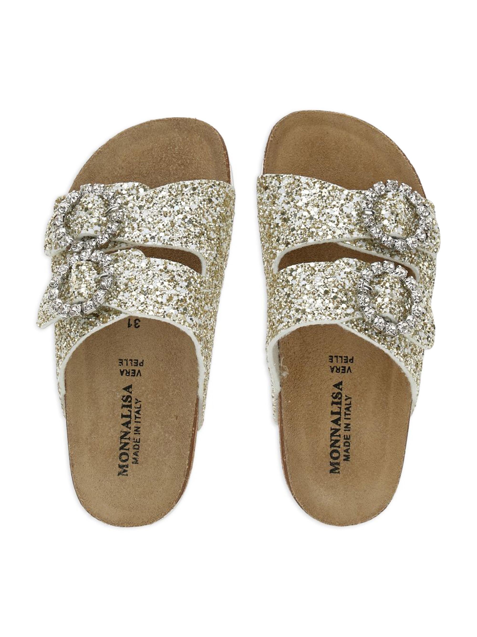 Slippers per bambina Monnalisa oro con fibbia 87G005 7714 G070 MONNALISA KIDS 
