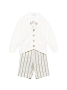 Set cardigan con salopette per neonato Colorichiari bianco a righe (3 pezzi) MN408410 4878 35 COLORICHIARI KIDS 