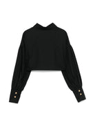 Camicia per bambina Elisabetta Franchi La Mia Bambina nero con applicazione in pizzo EFCA2630CA235 N000 ElISABETTA FRANCHI 