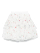 Gonna a fiori per bambina Monnalisa bianco con design slip-on 71E700 5657 0184 MONNALISA 