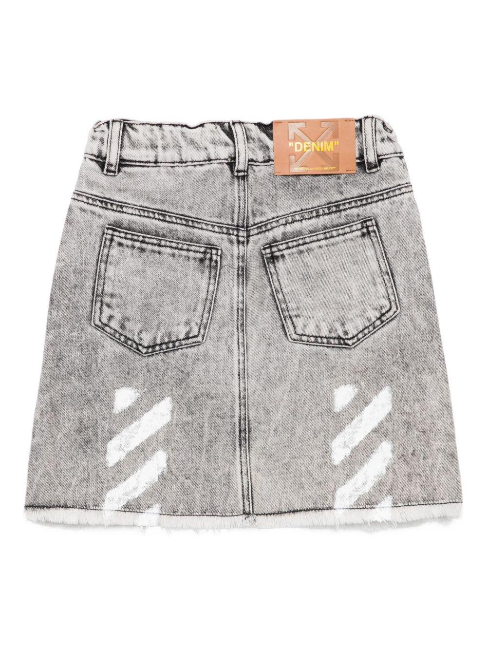 Gonna per bambina Off-White Kids grigio in denim con orlo sfrangiato OGYF00AF25DEN001 0901 OFF WHITE KIDS 