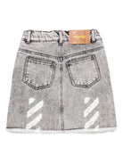 Gonna per bambina Off-White Kids grigio in denim con orlo sfrangiato OGYF00AF25DEN001 0901 OFF WHITE KIDS 