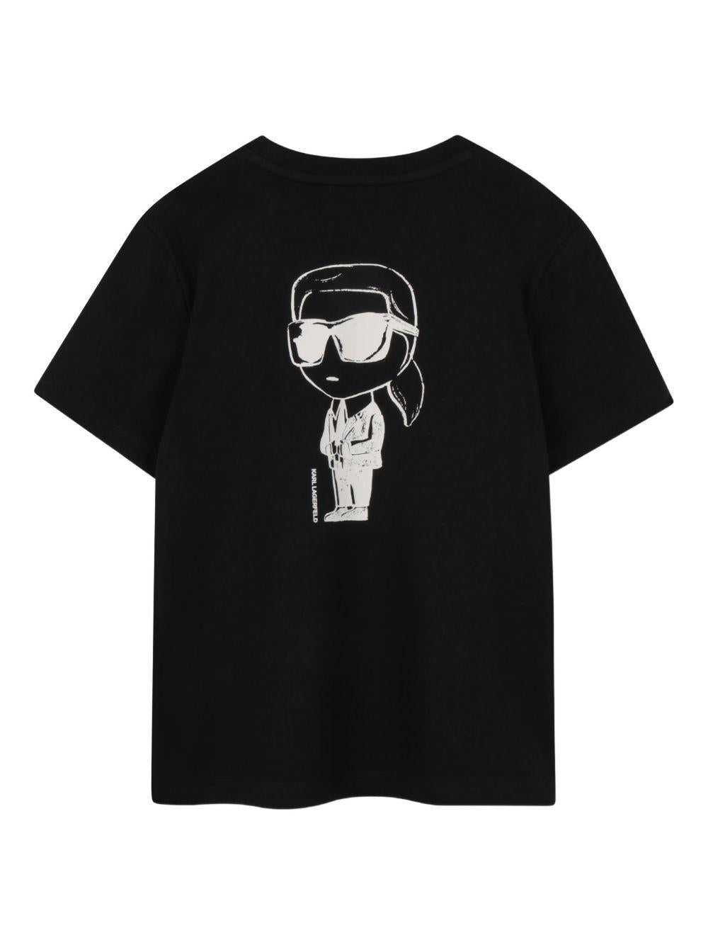 T-shirt per bambino Karl Lagerfeld Kids nera con stampa stile cartoon Z31103 09B KARL LAGERFELD KIDS 
