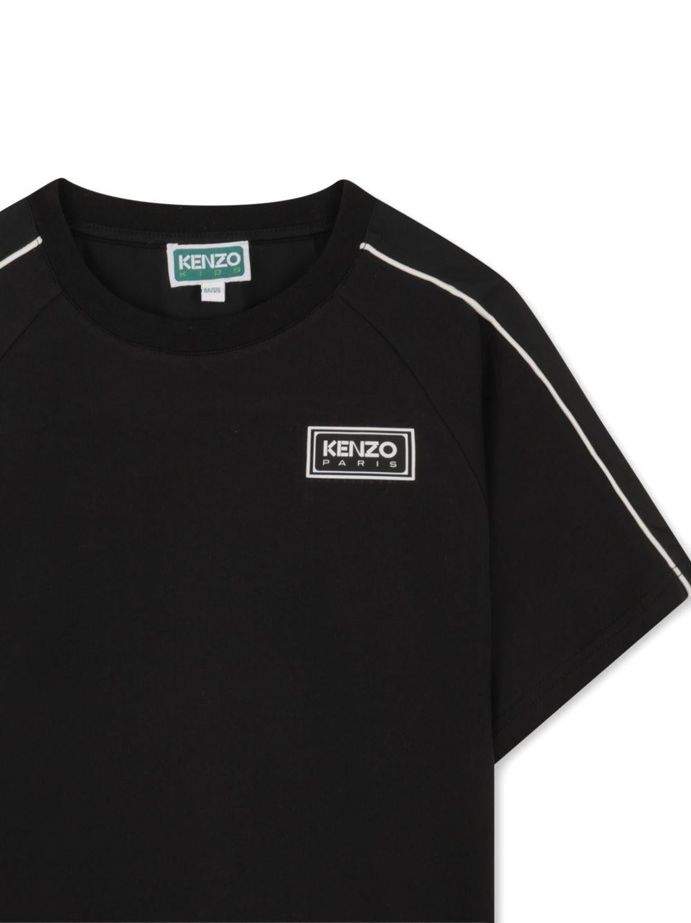 T-shirt per bambino Kenzo Kids nero con dettaglio sulle spalle K61682 09B KENZO KIDS 