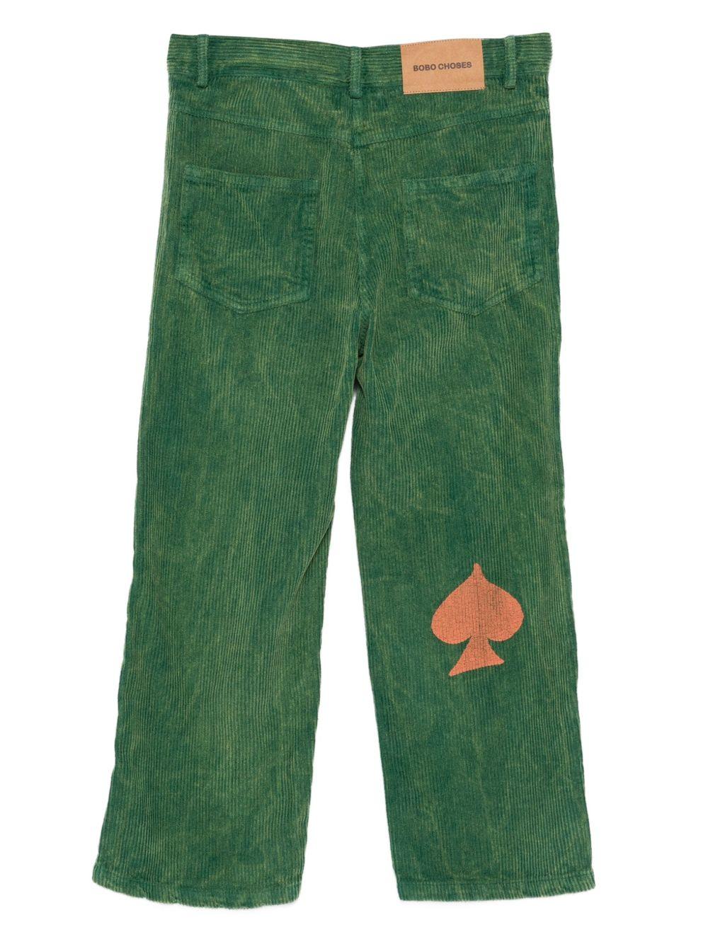 Pantaloni per bambino Bobo Choses verdi con motivo semi delle carte da gioco B225AC084 311 BOBO CHOSES 