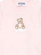 T-shirt per neonata Moschino Kids rosa con stampa Teddy Bear su nuvola MUM04QLAA24 50209 MOSCHINO KIDS 