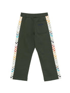 Pantaloni per bambino Missoni Kids verde con bande laterali a zigzag MZ6H10 Z3183 70J MISSONI KIDS 