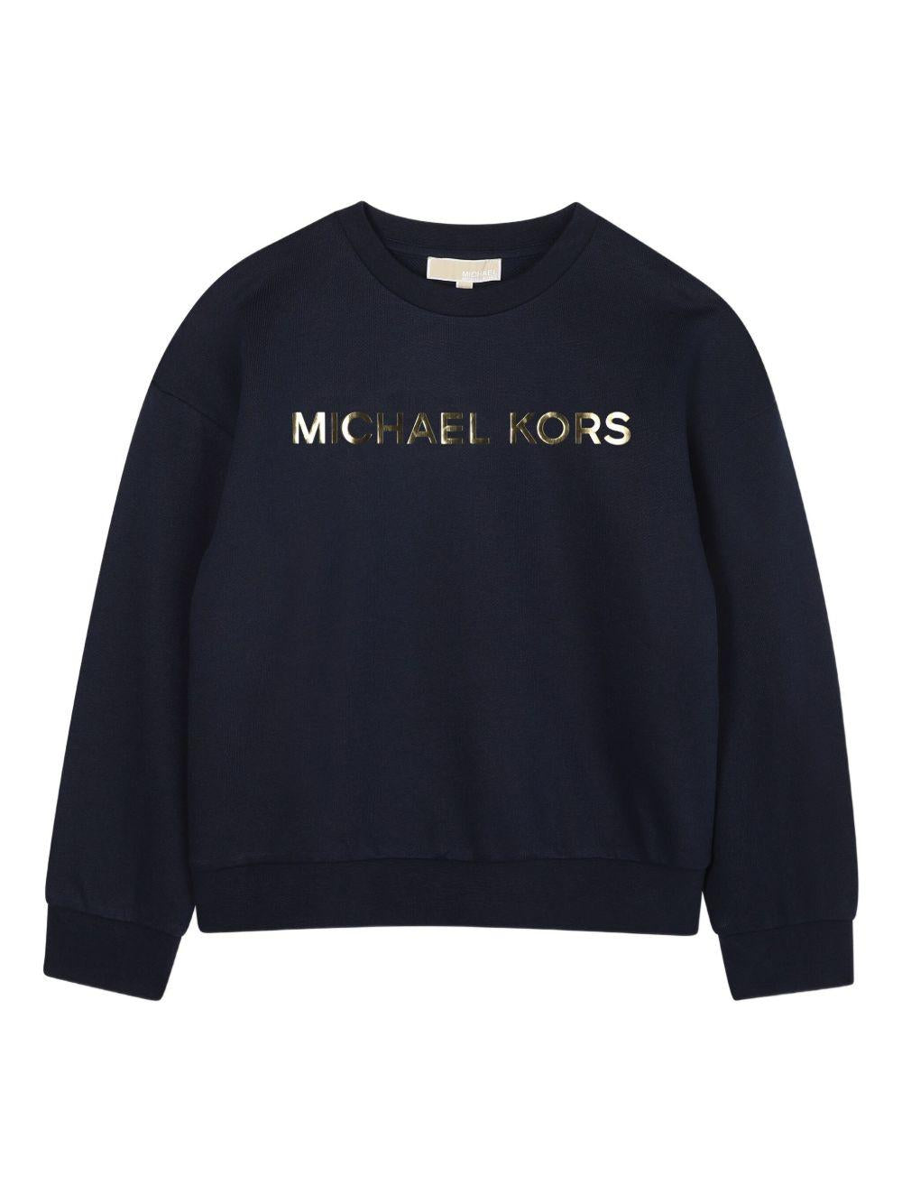 Felpa per bambina Michael Kors Kids blu con stampa logo R30469 849 MICHAEL KORS KIDS 