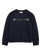 Felpa per bambina Michael Kors Kids blu con stampa logo R30469 849 MICHAEL KORS KIDS 