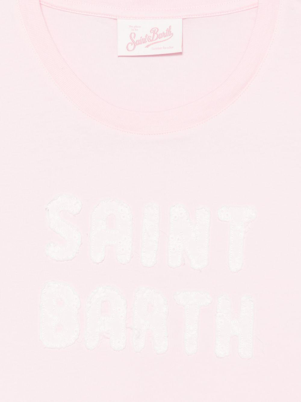 T-shirt da donna MC2 Saint Barth rosa con dettaglio logo ricamato EMI0001 09103L MC2 ST. BARTH 