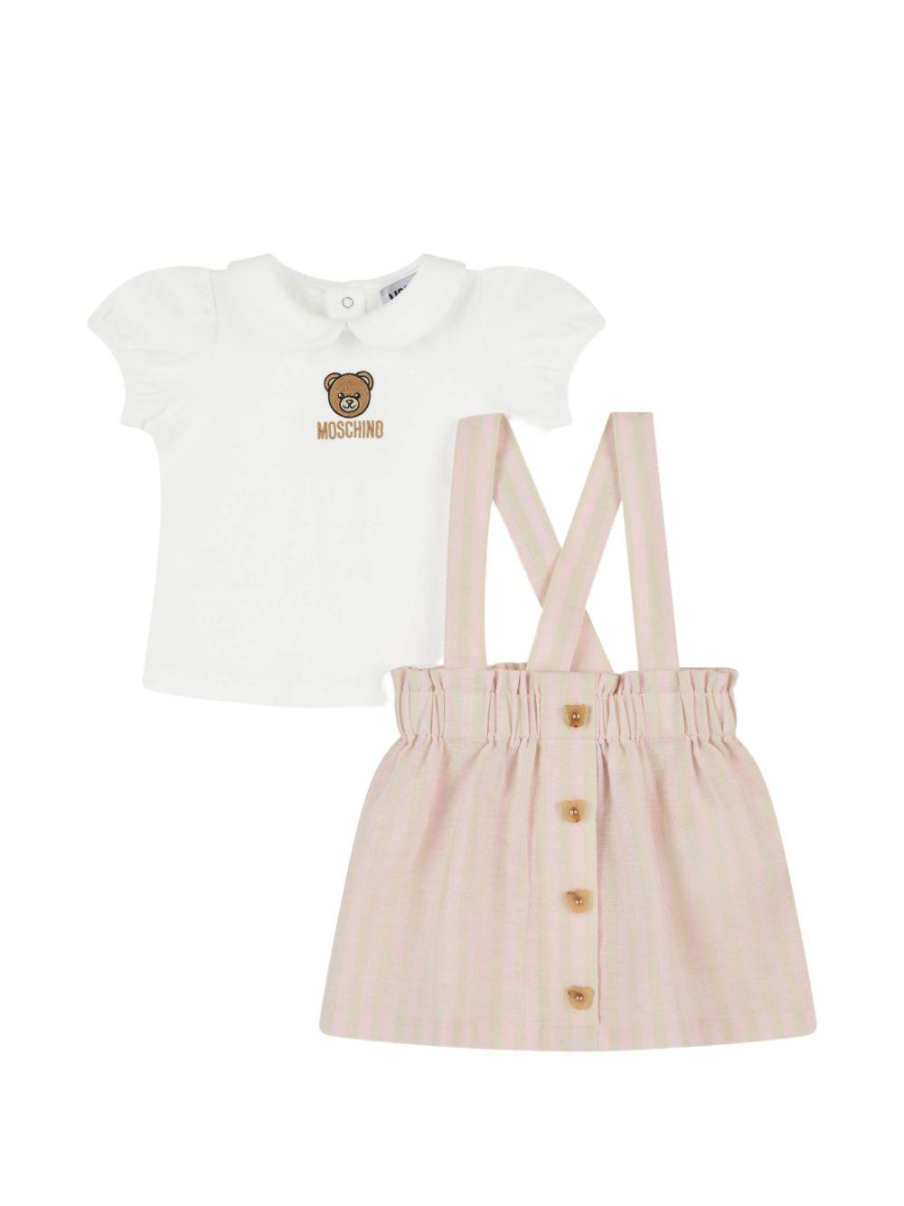 Set t-shirt e gonna per neonata Moschino Kids multicolore con colletto alla Peter Pan MAG00ZLUE01 86111 MOSCHINO KIDS 