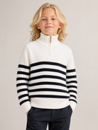 Maglione per bambino Paul & Shark Kids bianco con motivo a righe orizzontali WUW006LHE88 10057 PAUL & SHARK KIDS 
