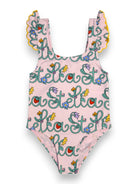 Costume per bambina Stella McCartney Kids rosa con stampa logo all-over TYCA49 Z3511 51RMC STELLA McCARTNEY KIDS 