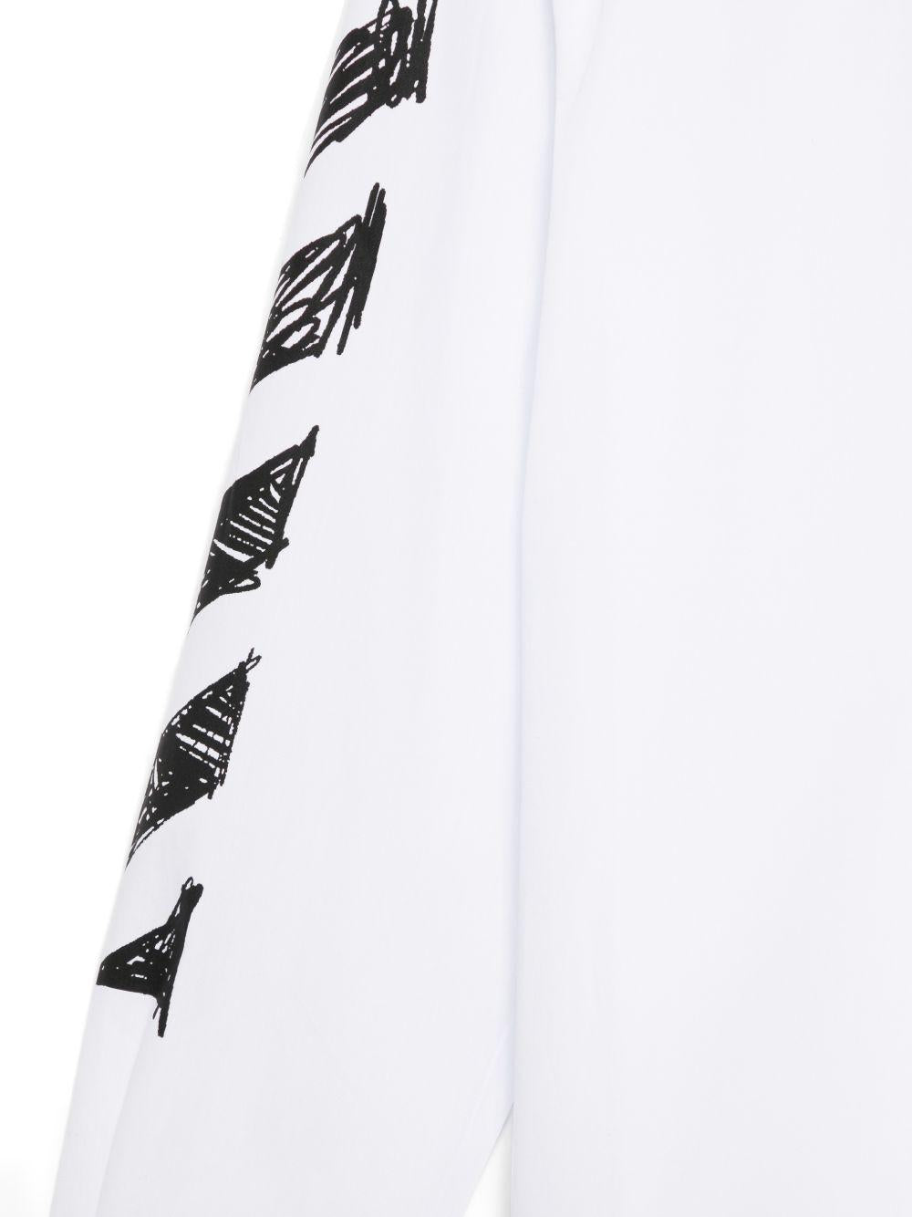 Camicia per bambino Off-White Kids bianca con stampa grafica sulle maniche 44BGA00AS26F001 100 OFF WHITE KIDS 