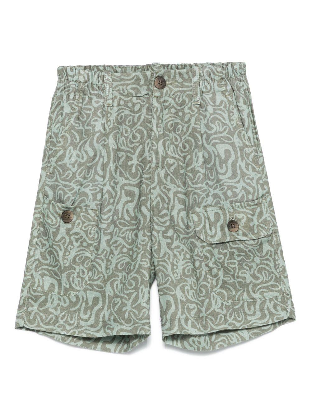 Shorts con stampa grafica per bambino Paolo Pecora Kids verde con tasca frontale PP4024 OLIVA PAOLO PECORA KIDS 