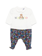 Pigiama per neonato Moschino Kids bianco con stampa Teddy MMY06ZLCA60 84804 MOSCHINO KIDS 
