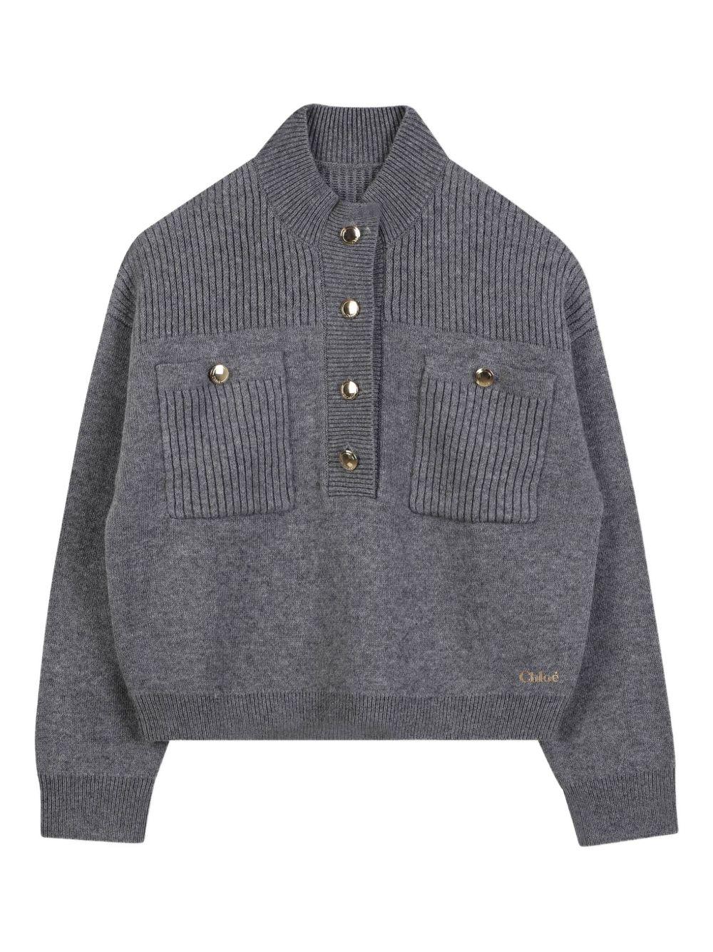 Maglione per bambina Chloé Kids grigio con due tasche frontali C20636 A46 CHLOE' KIDS 
