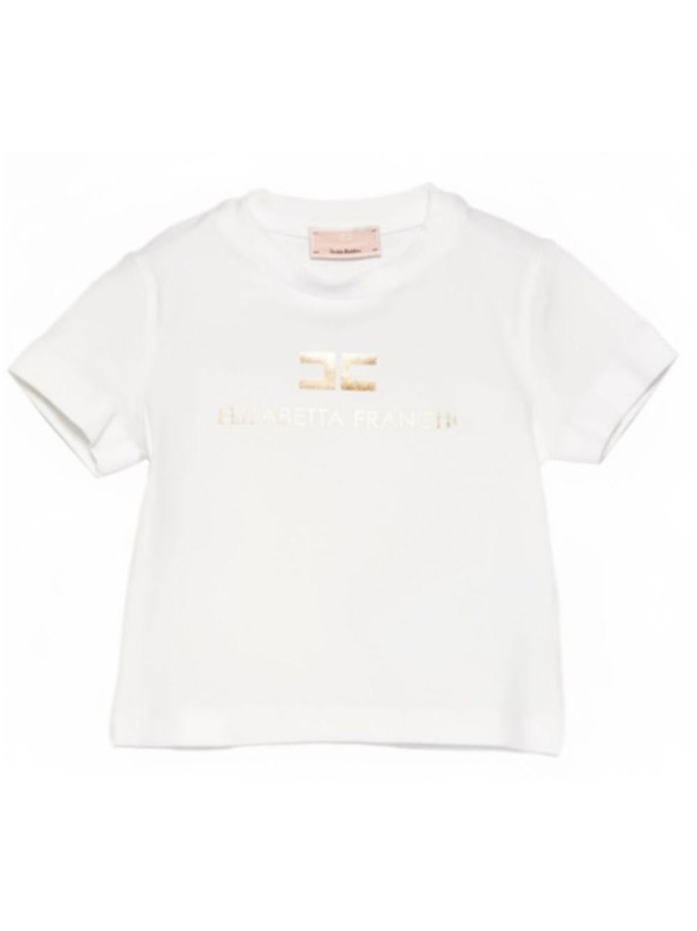 T-shirt per neonata Elisabetta Franchi La Mia Bambina bianca con dettaglio logo EGTS1080JE006 0115 ElISABETTA FRANCHI KIDS 