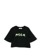 T-shirt per bambina MSGM Kids nera modello crop S6MSJGTH002 110 MSGM KIDS 