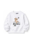 Felpa per neonati Moschino Kids bianca con stampa Teddy Bear MVF060LCA83 10101 MOSCHINO KIDS 