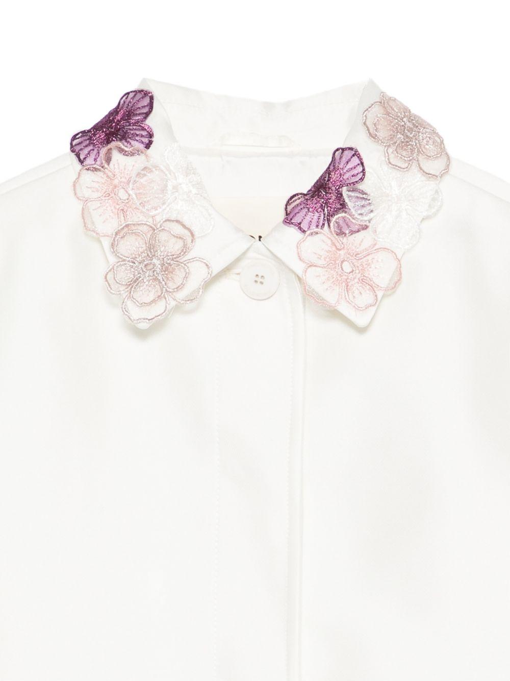 Cappotto per bambina Simonetta bianco sporco con appplicazioni floreali SY2A17 S0251 102MC SIMONETTA KIDS 