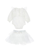 Set t-shirt e gonna per neonata Monnalisa Kids bianco con dettagli con ruches 35H500 8070 0001 MONNALISA KIDS 