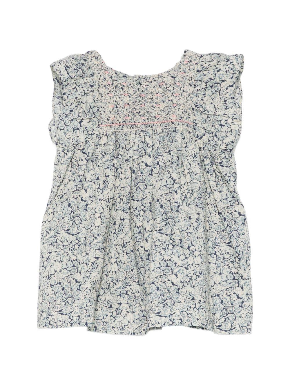 Abito per neonata Bonpoint blu con stampa floreale S06XDRW00010 519A BONPOINT KIDS 