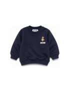 Felpa per neonati Moschino Kids blu con ricamo Teddy Bear MUF06OLCA40 40016 MOSCHINO KIDS 