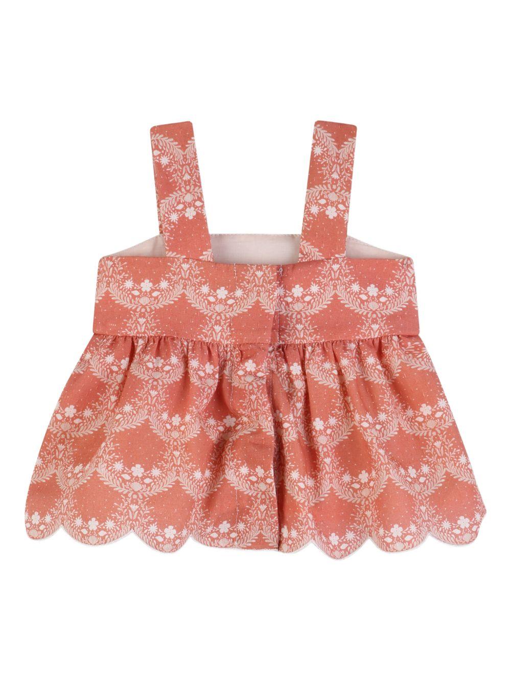 Set top e shorts per neonata Chloé Kids rosa a fiori C20921 45U CHLOE' KIDS 