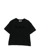 T-shirt per bambina MSGM Kids nera con applicazione logo S6MSJGTH087 110 MSGM KIDS 