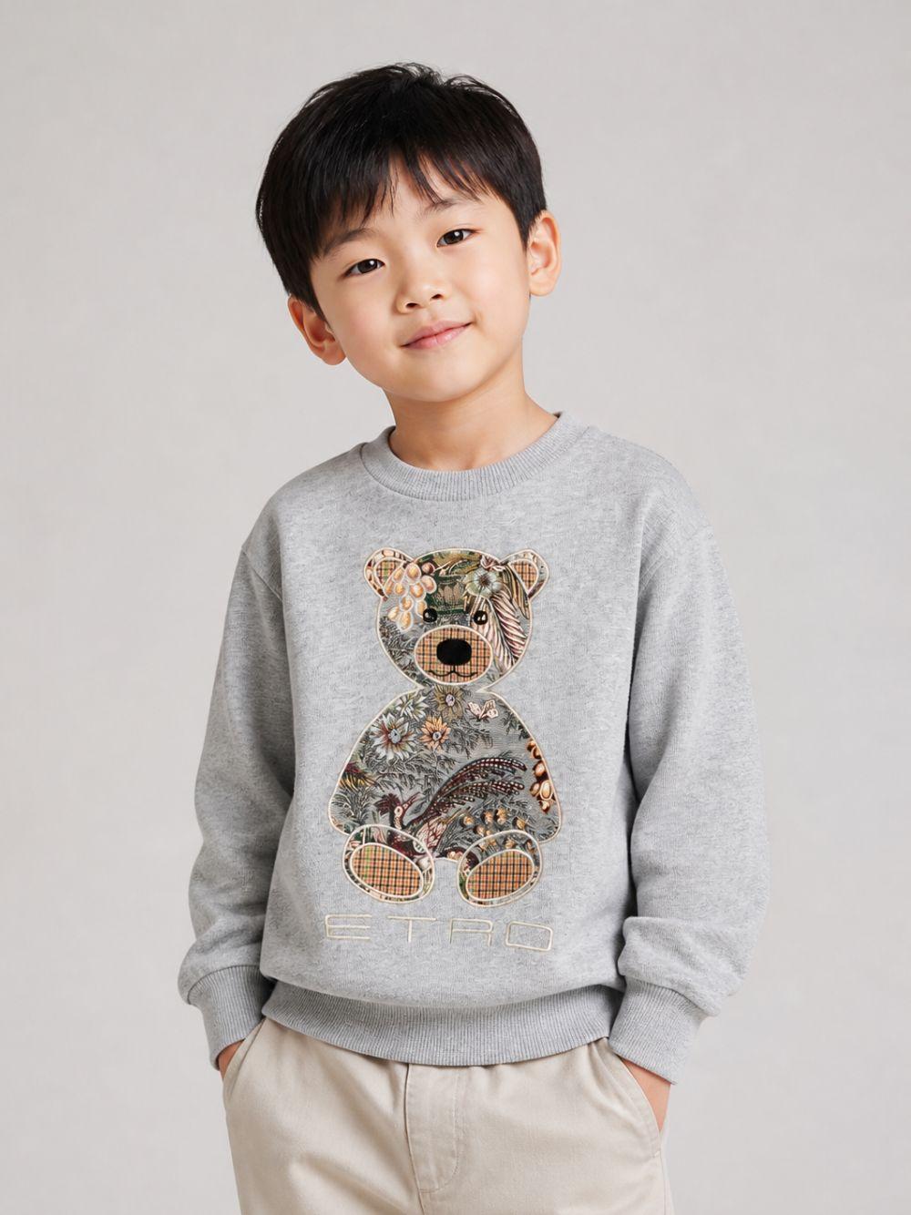 Felpa per bambino Etro Kids grigia con ricamo orsetto sul davanti GZ4P10 Z3188 806 ETRO KIDS 