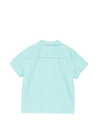 Camicia per bambina MC2 Saint Barth Kids azzurra con motivo a righe EVL0001 00898L MC2 ST. BARTH KIDS 