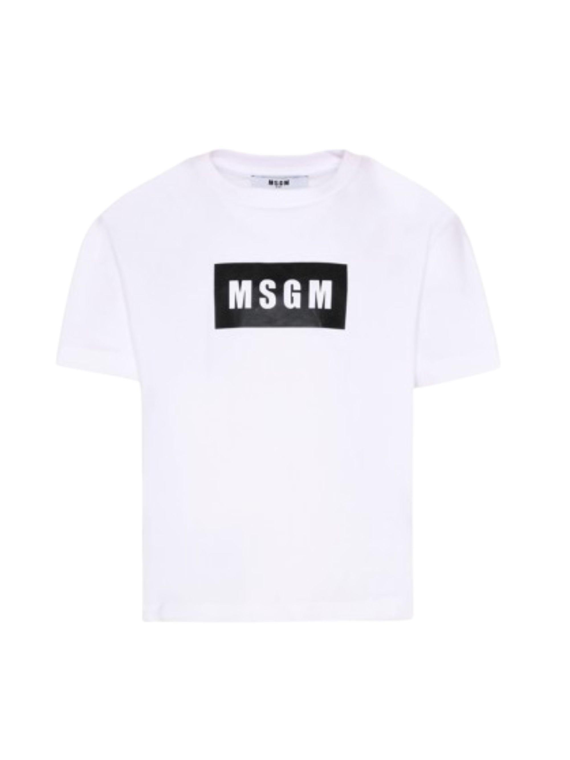 T-shirt per bambino MSGM Kids bianca con stampa logo S6MSJUTH005 001 MSGM KIDS 