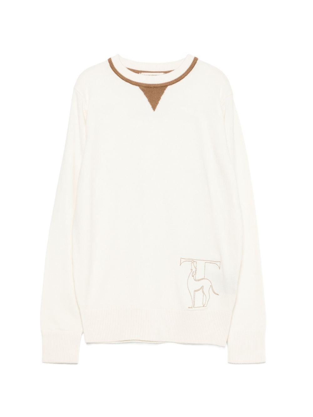 Maglione per bambino Trussardi Kids bianco con ricamo logo TBA26038MA OFF-WHITE TRUSSARDI KIDS 