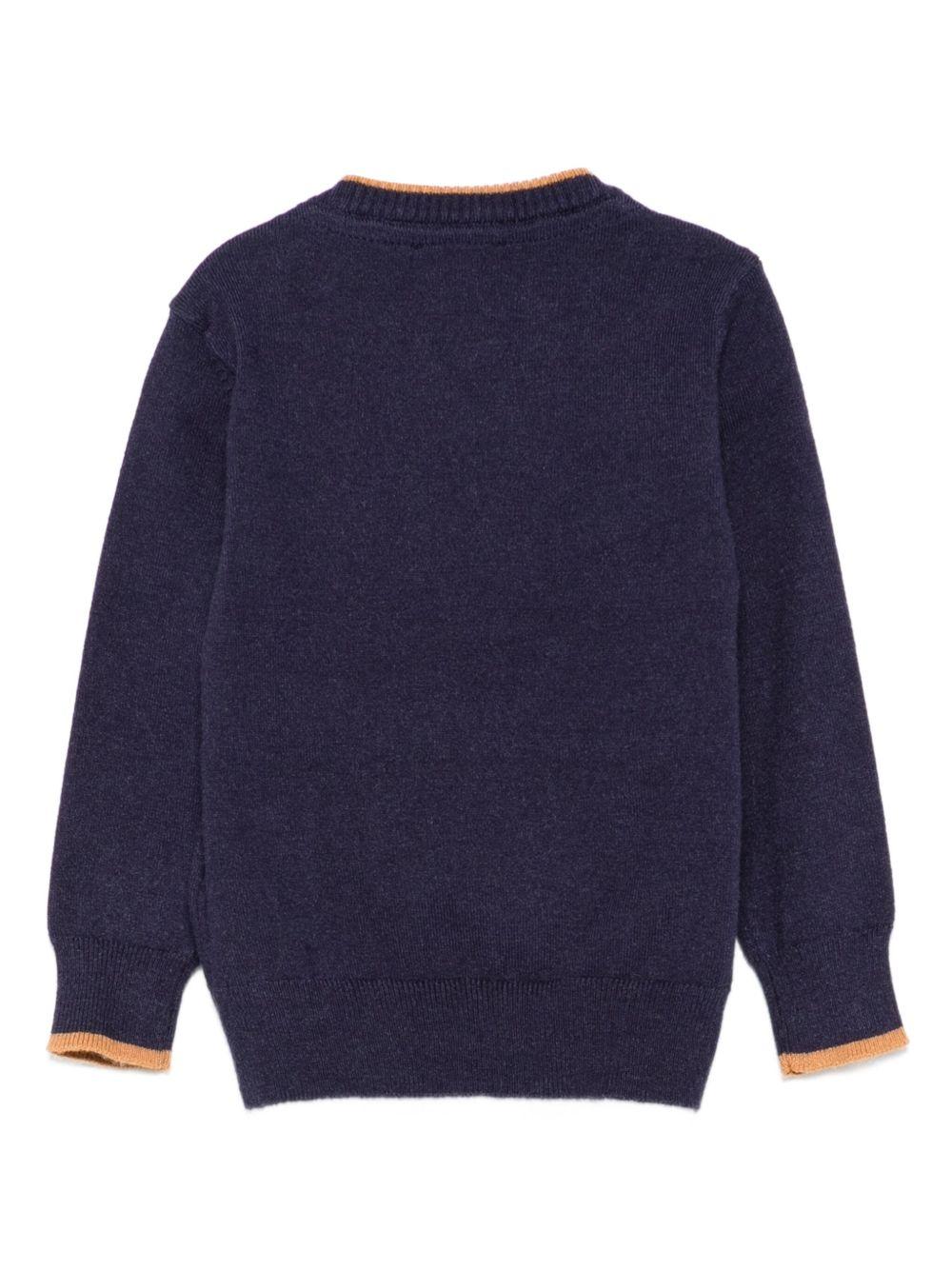 Maglione per neonato TRUSSARDI JUNIOR blu con dettaglio a righe TIA25079MA PEACOAT TRUSSARDI JUNIOR 