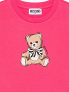 T-shirt per bambina Moschino Kids fucsia con logo Teddy Bear HCM06KLBA11 50541 MOSCHINO KIDS 