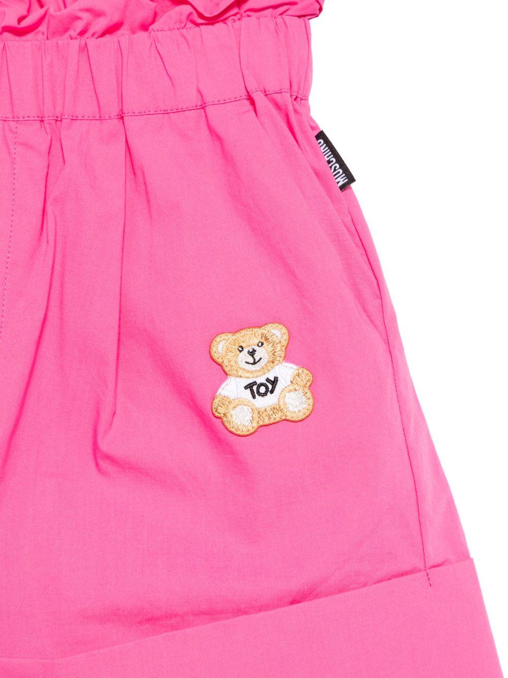 Shorts Teddy Bear per bambina fucsia con due tasche laterali HAQ018LLA12 50533 MOSCHINO KIDS 