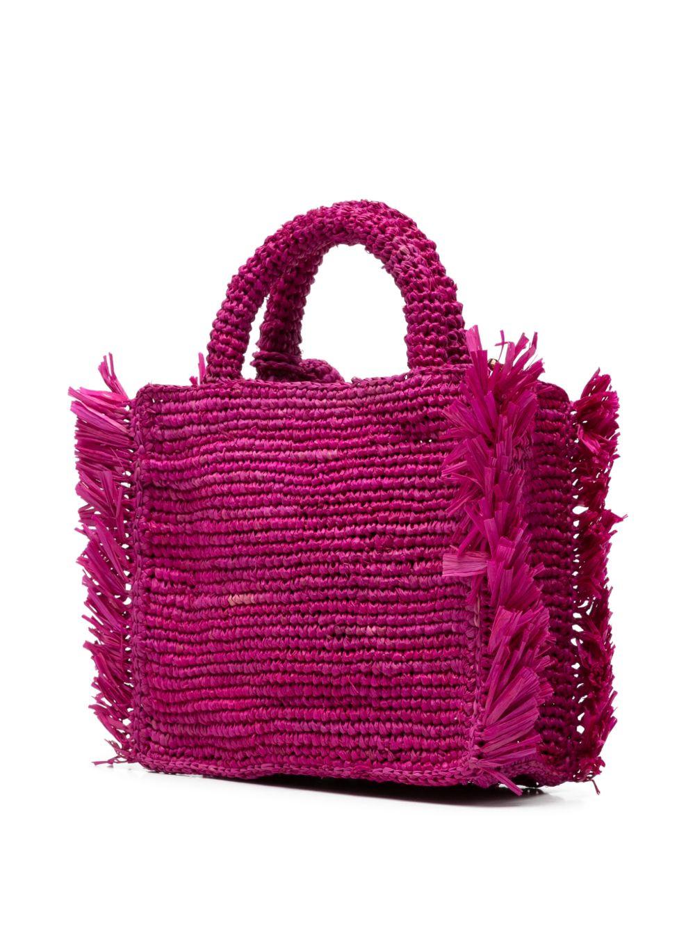 Borsa Vanity Mini MC2 Saint Barth fucsia in rafia con nappa VAMI017 00453L MC2 ST. BARTH KIDS 