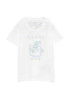 T-shirt per neonata Gucci Kids bianca con motivo Happy Birthday 834576XJHPI 9214 GUCCI KIDS 