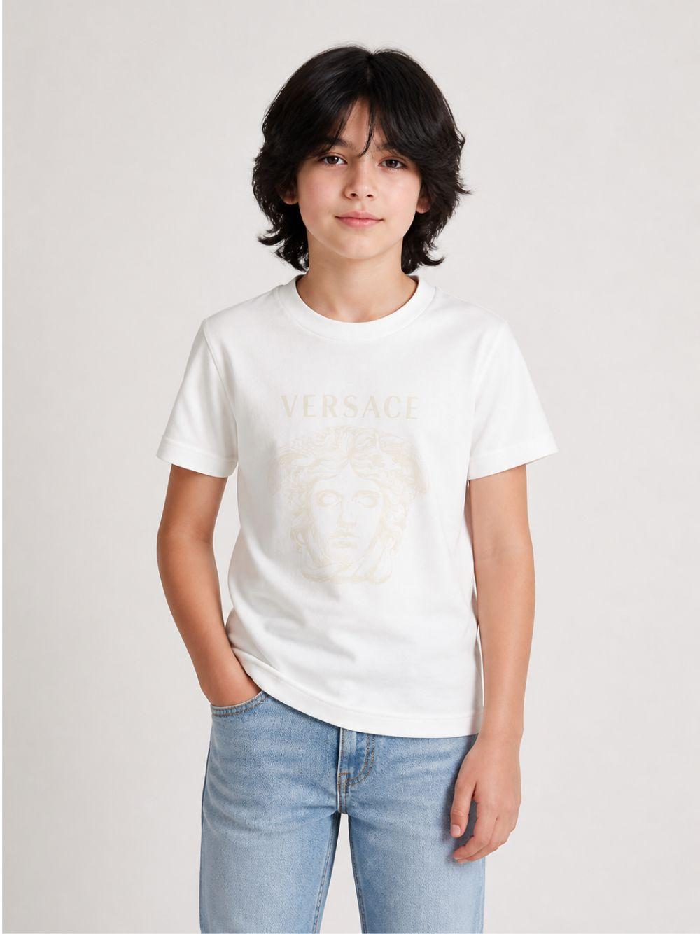 T-shirt per bambini Versace Kidsbianca con stampa grafica 10249461A18182 2W2I0 VERSACE KIDS 