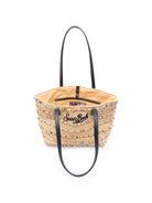 Borsa MC2 Saint Barth beige con perline colorate ricamate all-over RAFC002 00357L MC2 ST. BARTH KIDS 
