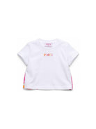T-shirt a girocollo per neonata Emilio Pucci Junior bianca con ruches PY8031 Z3672 100AR EMILIO PUCCI KIDS 