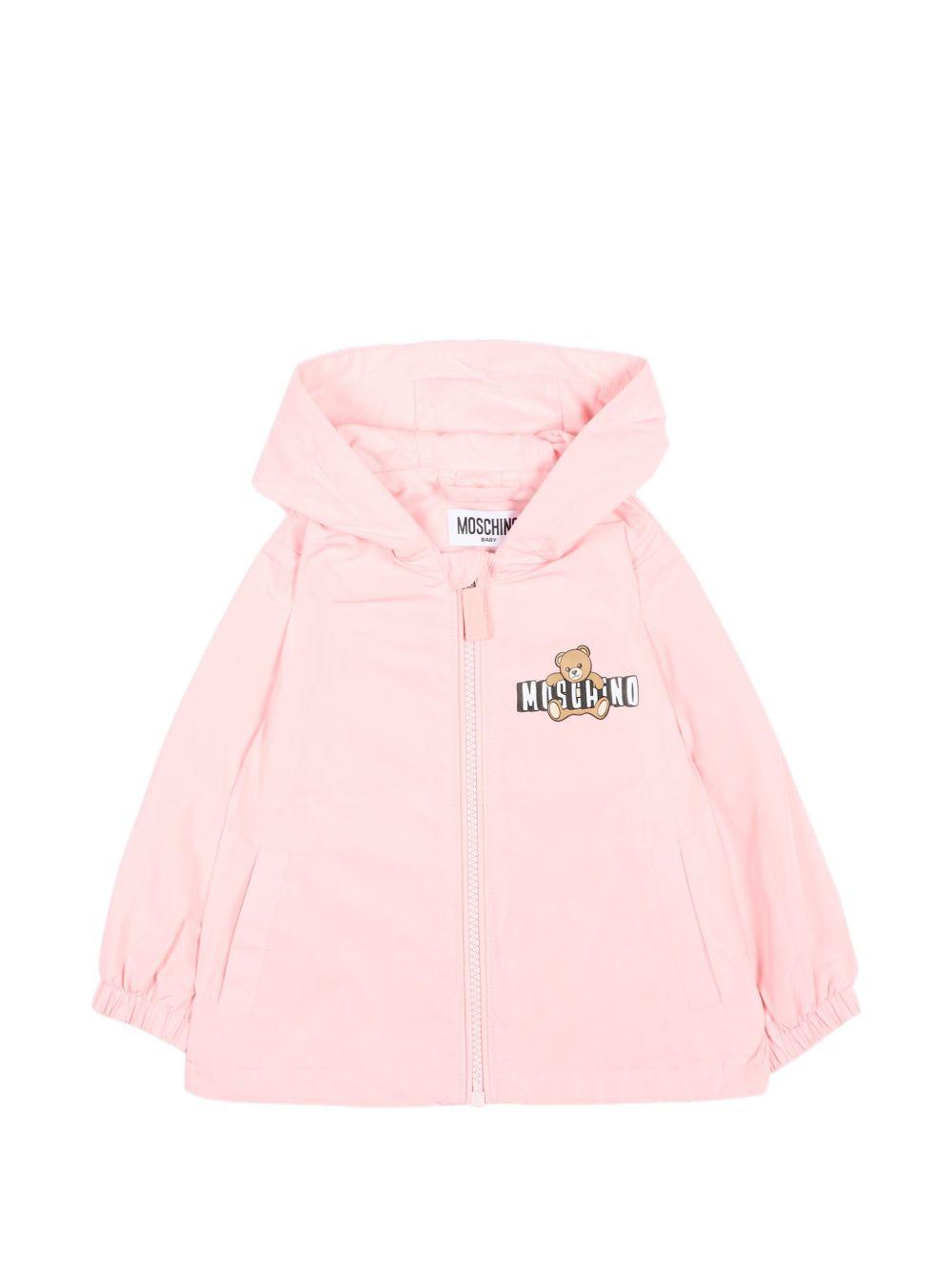 Giacca antipioggia per neonata Moschino Kids rosa con stampa Teddy Bear MUS033L3A39 50209 MOSCHINO KIDS 