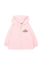 Giacca antipioggia per neonata Moschino Kids rosa con stampa Teddy Bear MUS033L3A39 50209 MOSCHINO KIDS 