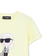 T-shirt per bambino Karl Lagerfeld Kids gialla con stampa grafica Karl sul davanti Z31094 556 KARL LAGERFELD KIDS 