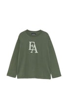 T-shirt per bambino Emporio Armani Kids verde con logo sul davanti EB001666 AF16162 U8114 EMPORIO ARMANI KIDS 