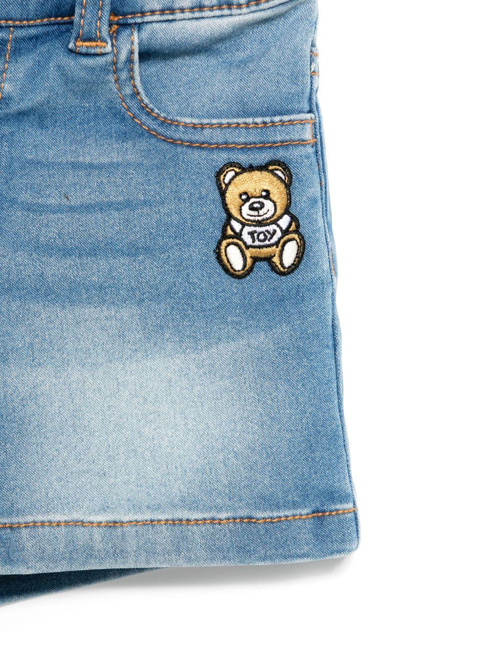 Shorts denim Teddy Bear per neonato Moschino Kids blu con passanti MUQ01KLXE43 40334 MOSCHINO KIDS 