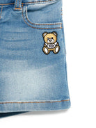 Shorts denim Teddy Bear per neonato Moschino Kids blu con passanti MUQ01KLXE43 40334 MOSCHINO KIDS 
